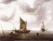 REMBRANDT Harmenszoon van Rijn Ships at Anchor on a Calm Sea Sweden oil painting artist